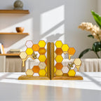 Stained Glass Honeycomb Bookends