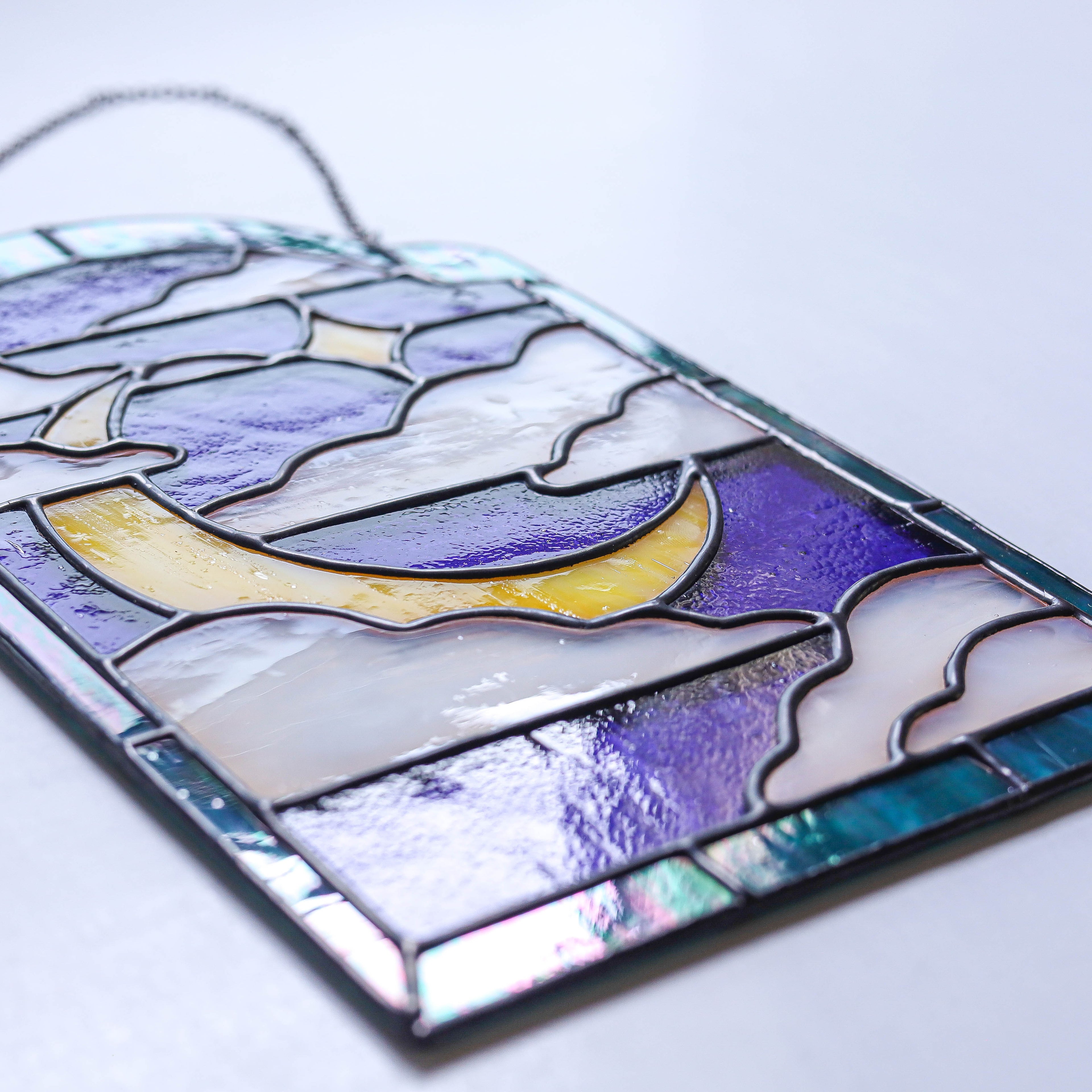 Stained Glass Crescent Moon Suncatcher