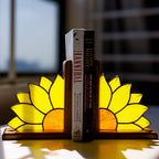 Stained Glass Sunflower Bookends
