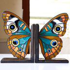 Stained Glass Common Buckeye Butterfly Bookends