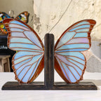 Stained Glass Blue Morpho Godartii Bookends