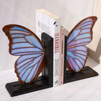 Stained Glass Blue Morpho Godartii Bookends