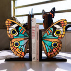 Stained Glass Common Buckeye Butterfly Bookends