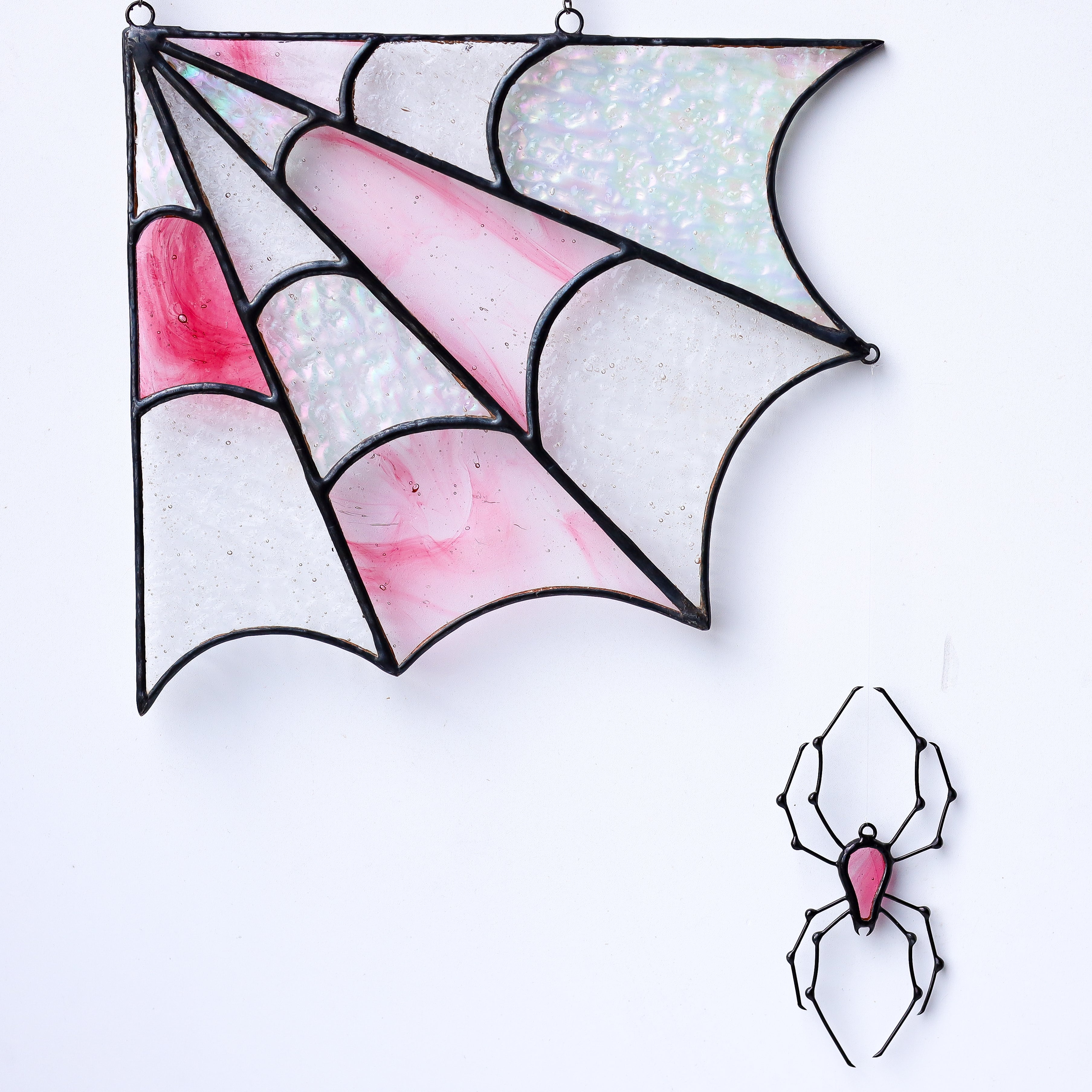Stained Glass Spiderweb Window Corner Suncatcher