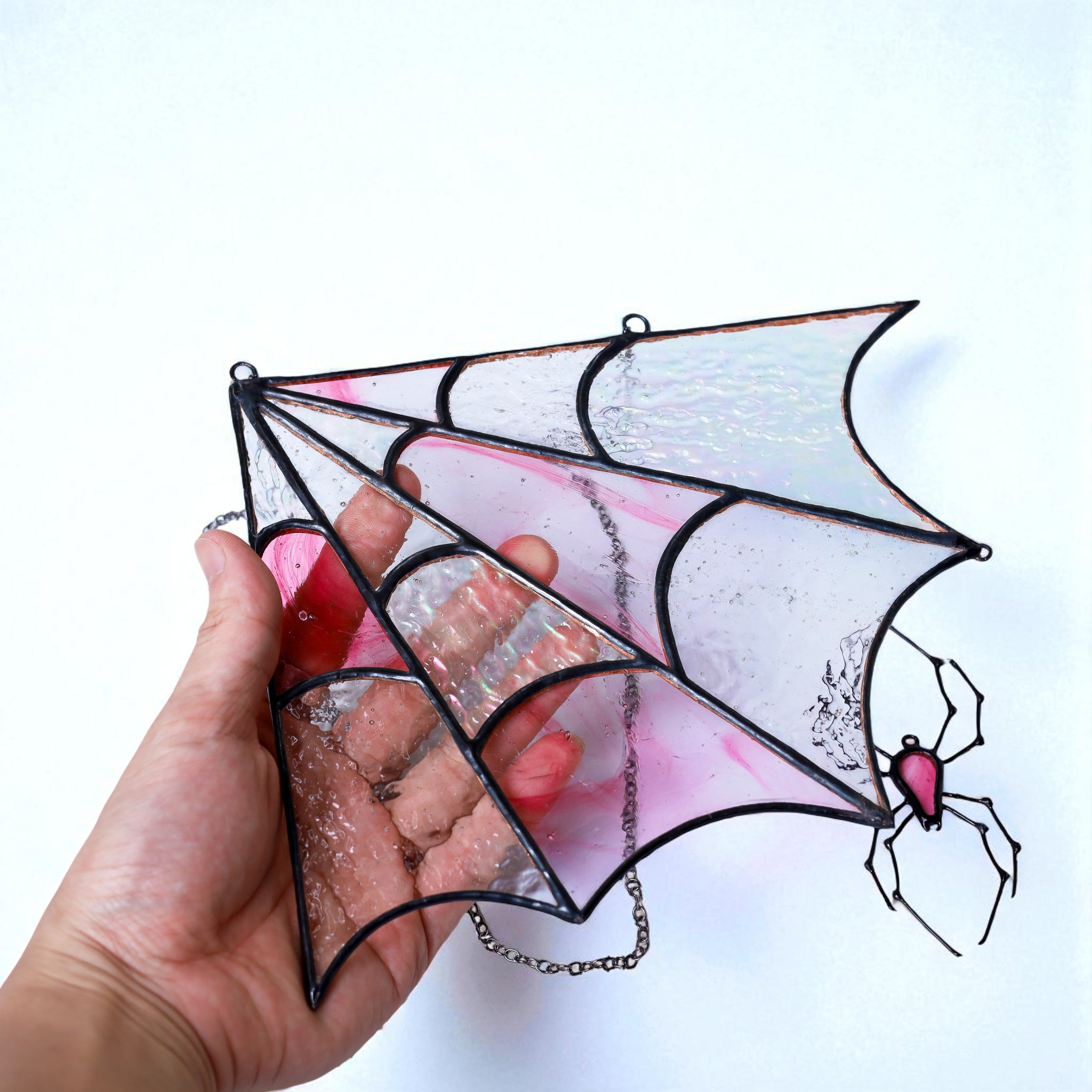 Stained Glass Spiderweb Window Corner Suncatcher