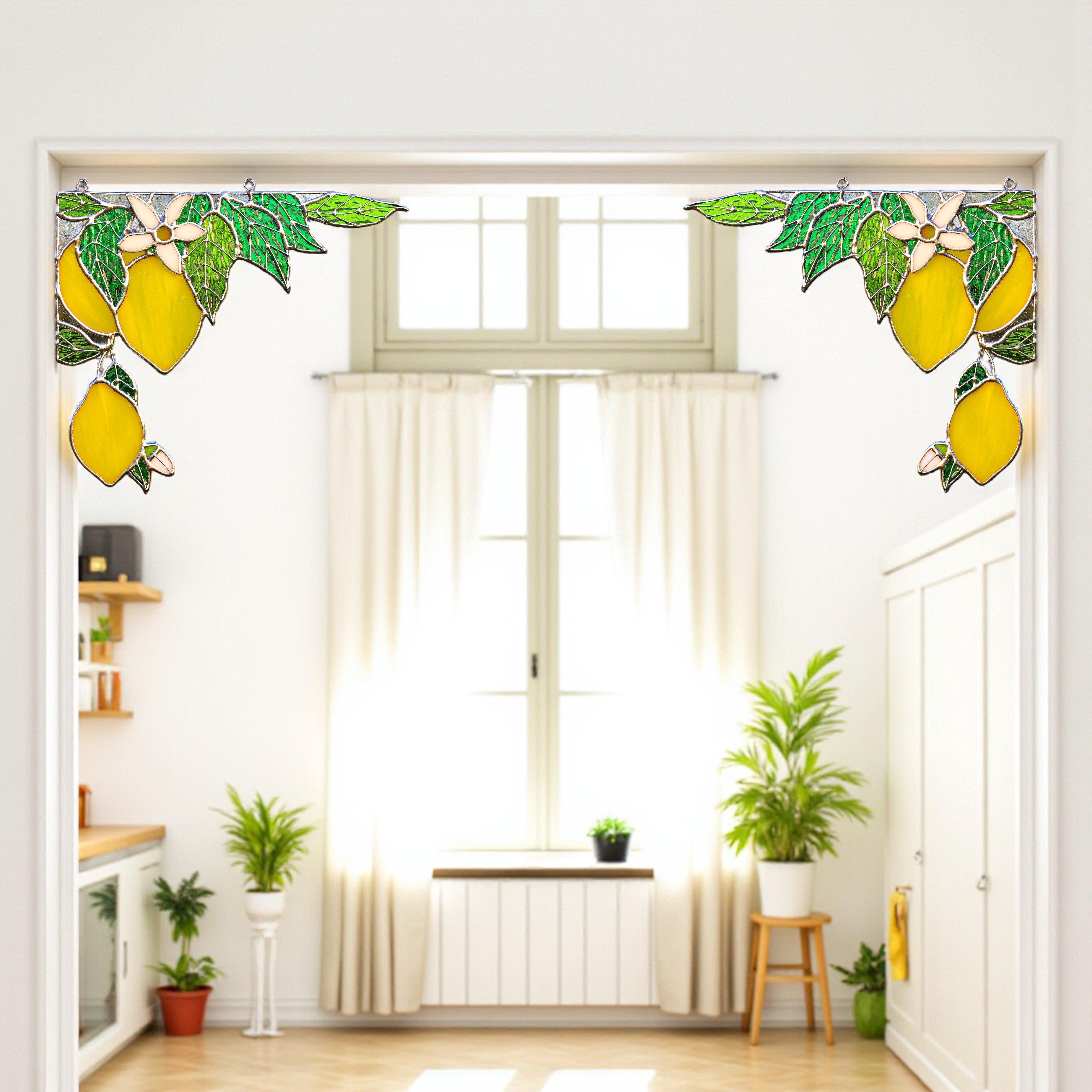 Stained Glass Lemon Window Corner