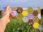 Stained Glass Honeycomb Corner, Dripping Honey & Bee Suncatcher Door Topper