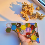 Stained Glass Honeycomb Corner, Dripping Honey & Bee Suncatcher Door Topper