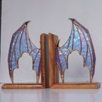 Iridescent Stained Glass Dragon Wing Bookends