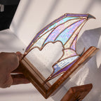 Iridescent Stained Glass Dragon Wing Bookends