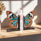 Stained Glass Common Buckeye Butterfly Bookends