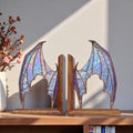Iridescent Stained Glass Dragon Wing Bookends