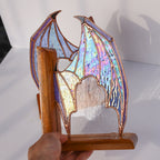 Iridescent Stained Glass Dragon Wing Bookends