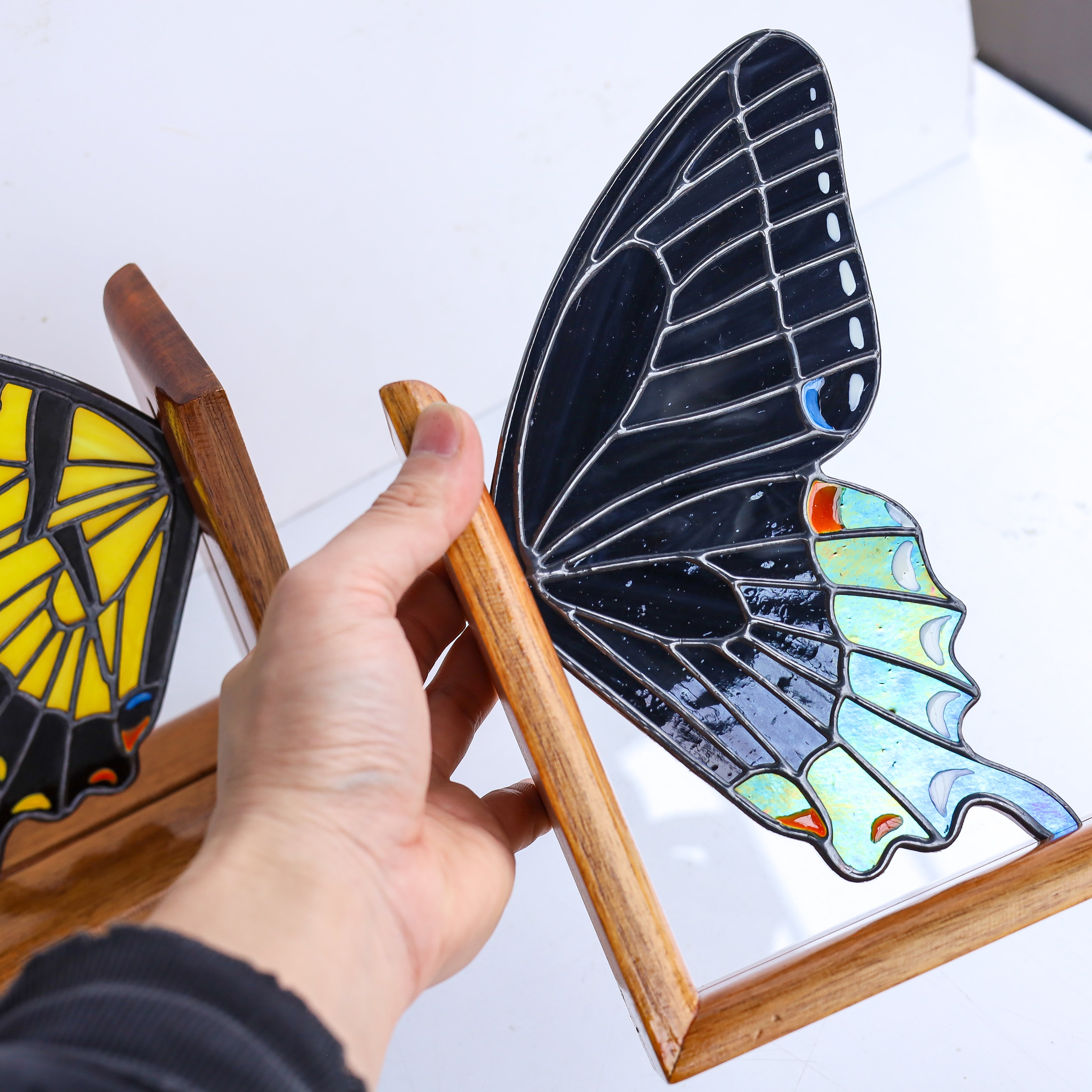 Stained Glass Tiger Swallowtail Bookends