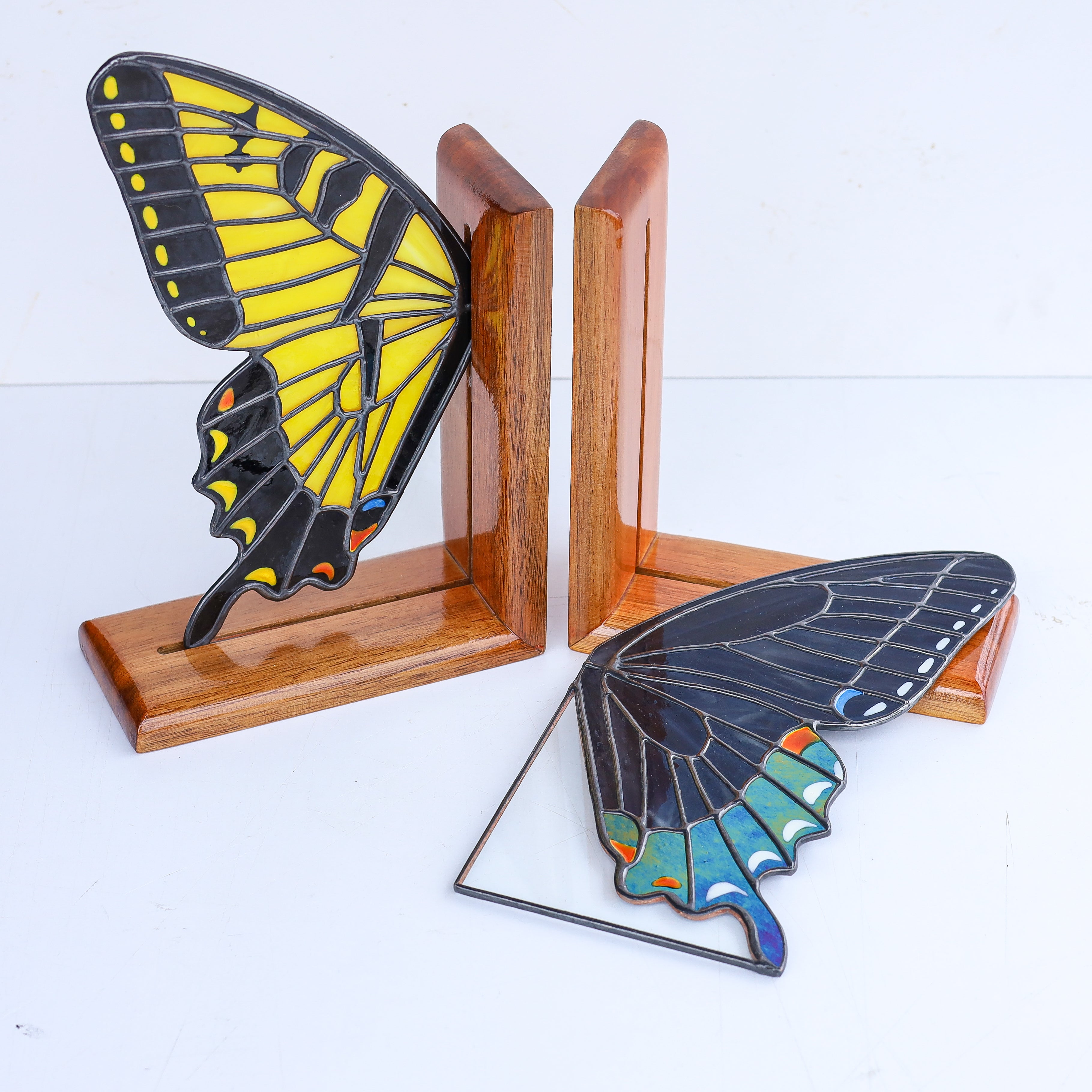 Stained Glass Tiger Swallowtail Bookends