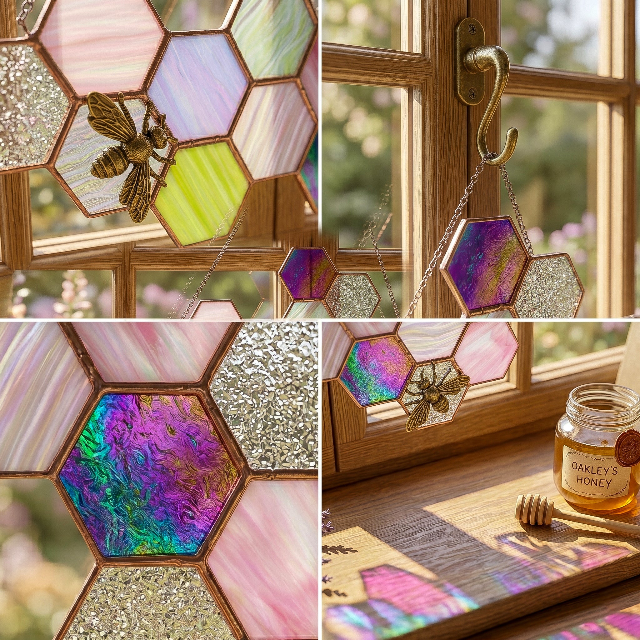 Stained Glass Honeycomb Suncatcher
