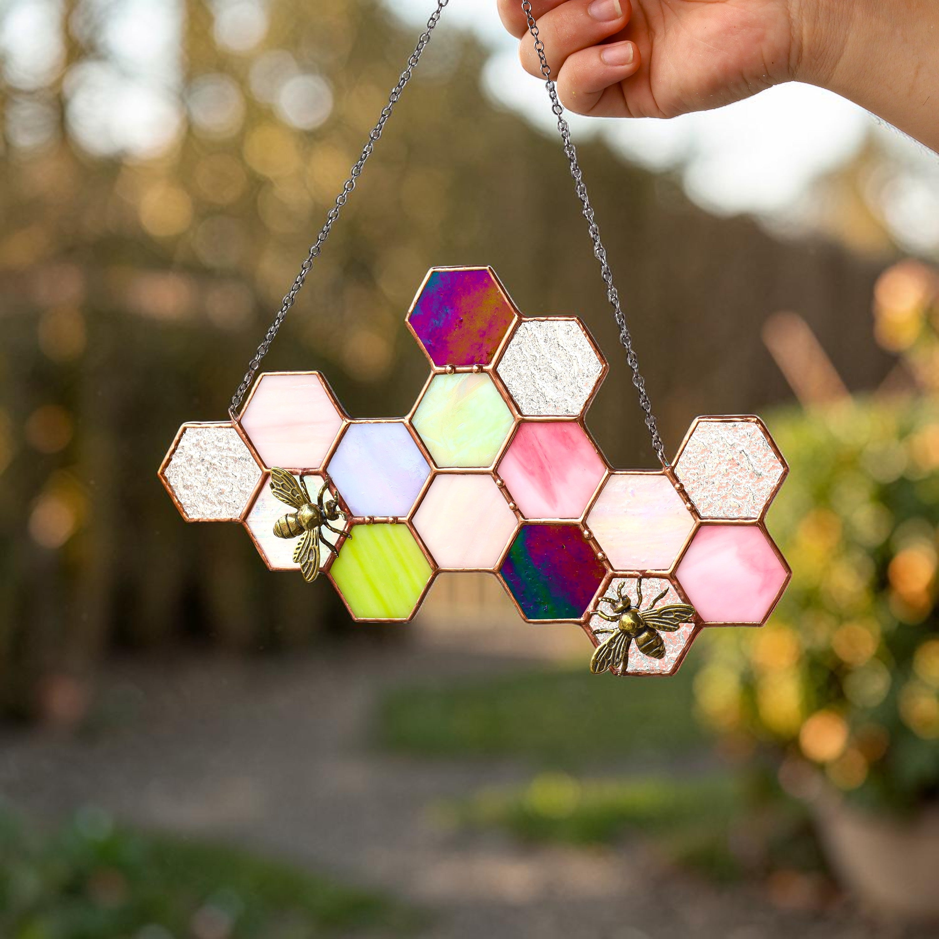 Stained Glass Honeycomb Suncatcher