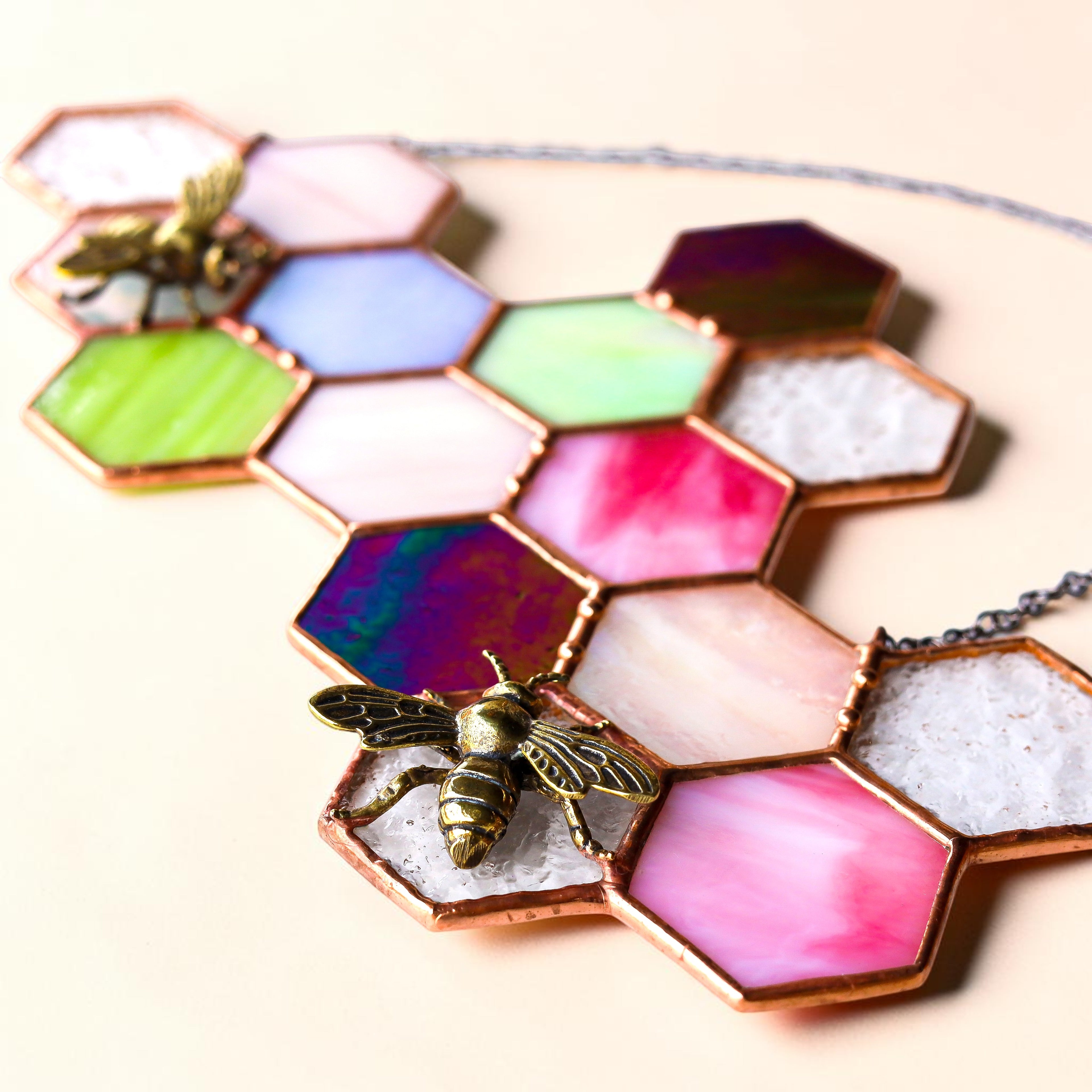 Stained Glass Honeycomb Suncatcher