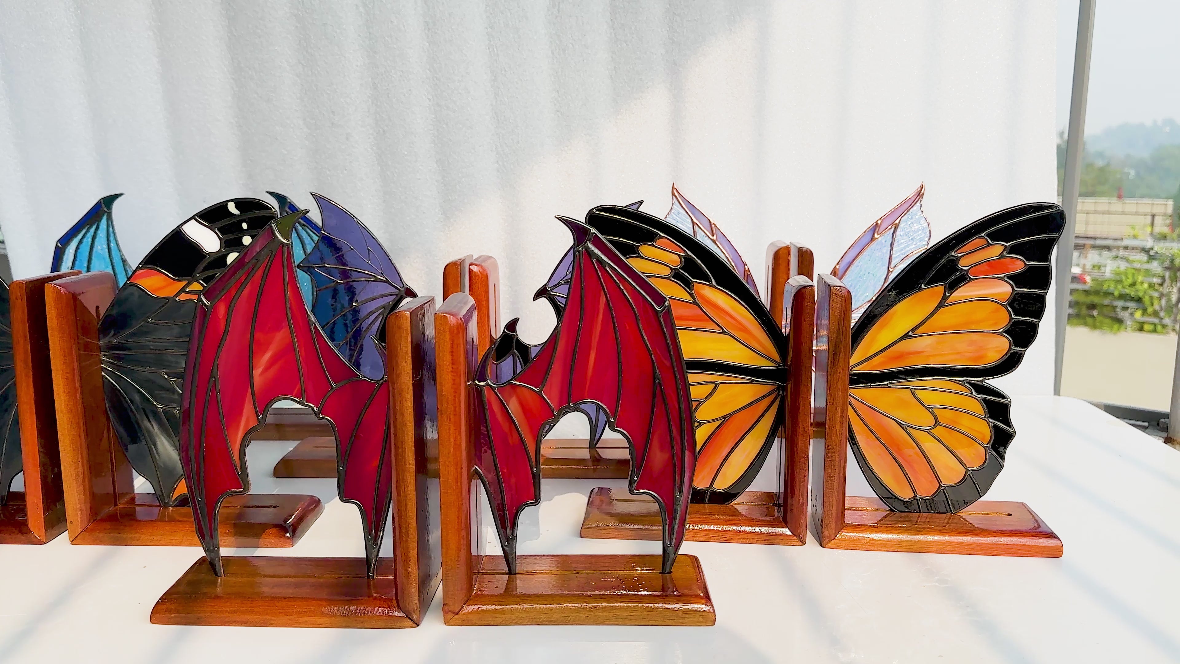 Stained Glass Monarch Butterfly Bookends