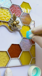 Stained Glass Honeycomb Bookends