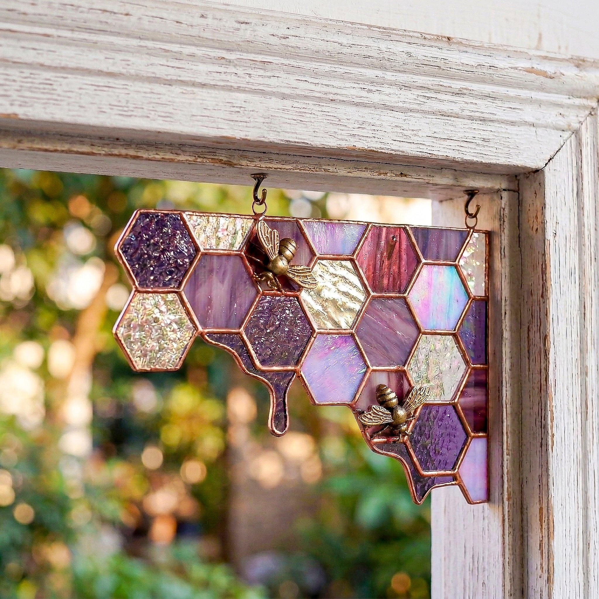Purple Honeycomb Window Corner