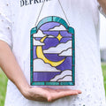 Stained Glass Crescent Moon Suncatcher