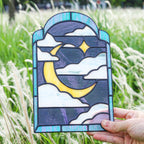 Stained Glass Crescent Moon Suncatcher