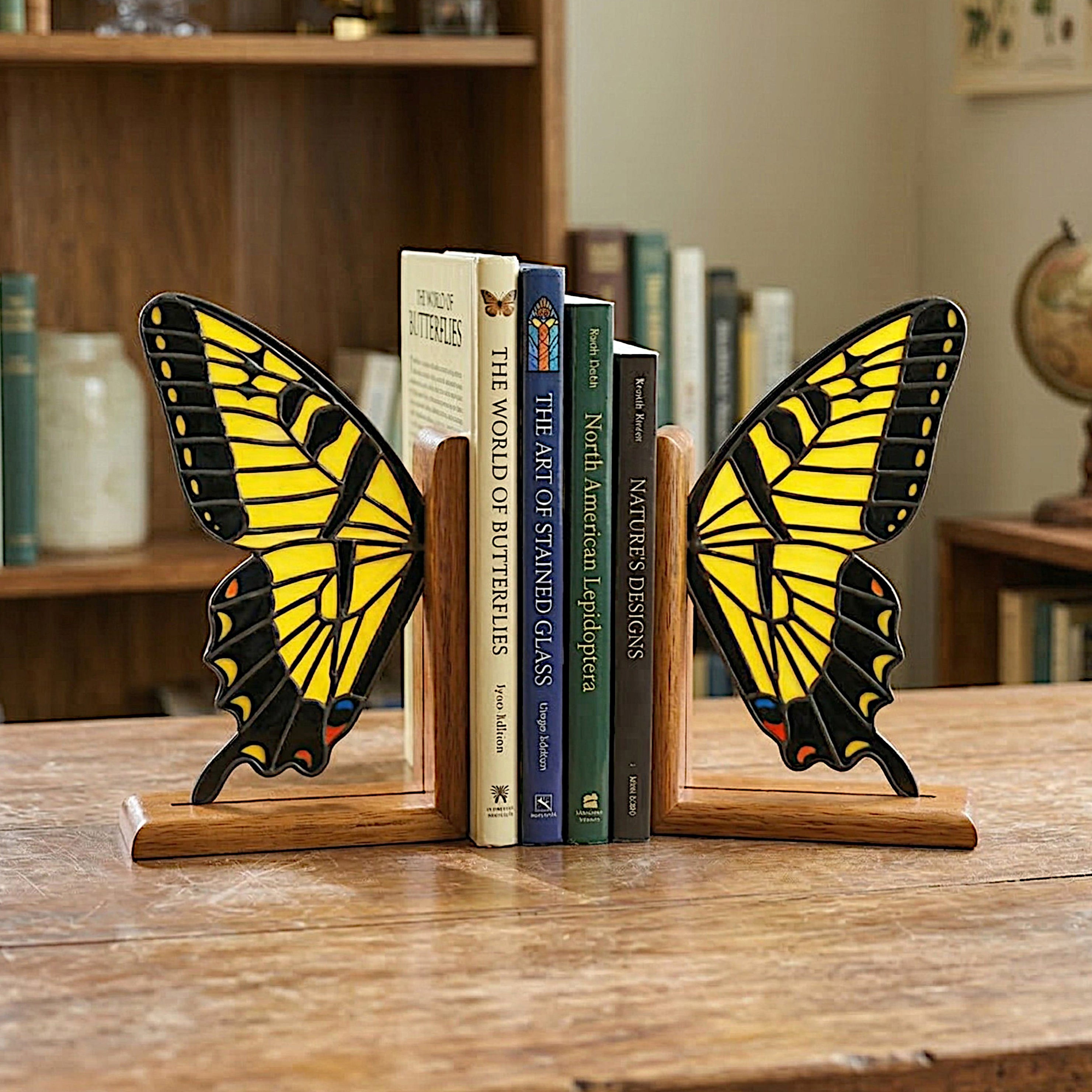 Stained Glass Tiger Swallowtail Bookends