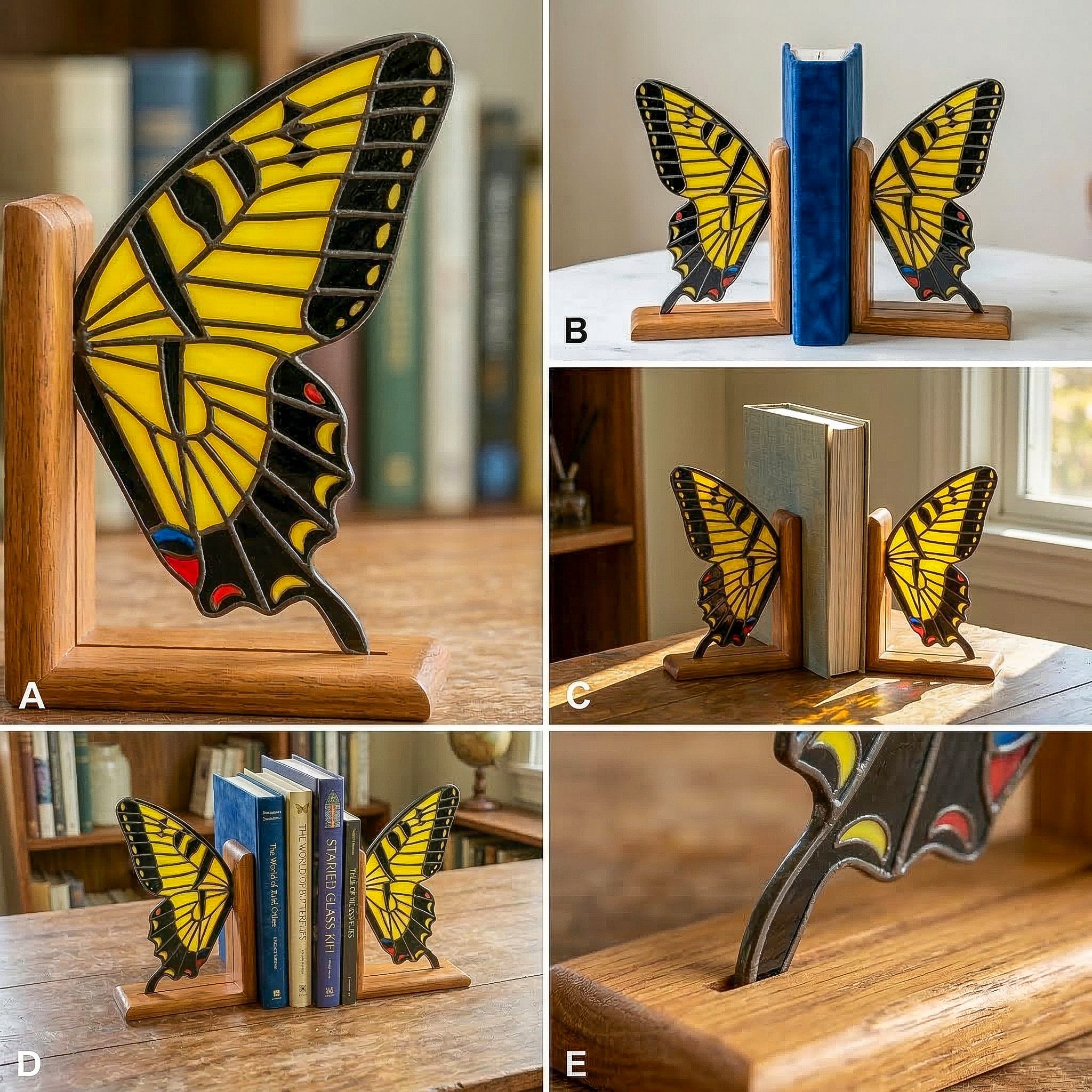 Stained Glass Tiger Swallowtail Bookends