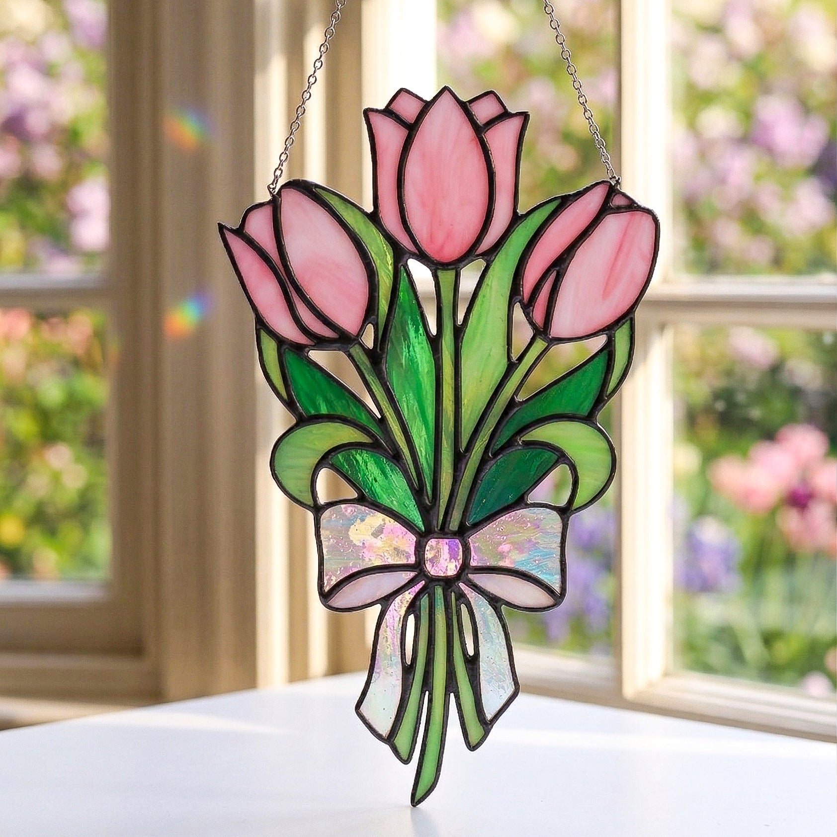 Stained Glass Tulip Bouquet Suncatcher Pattern PDF