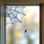 Stained Glass Spiderweb Window Corner Suncatcher