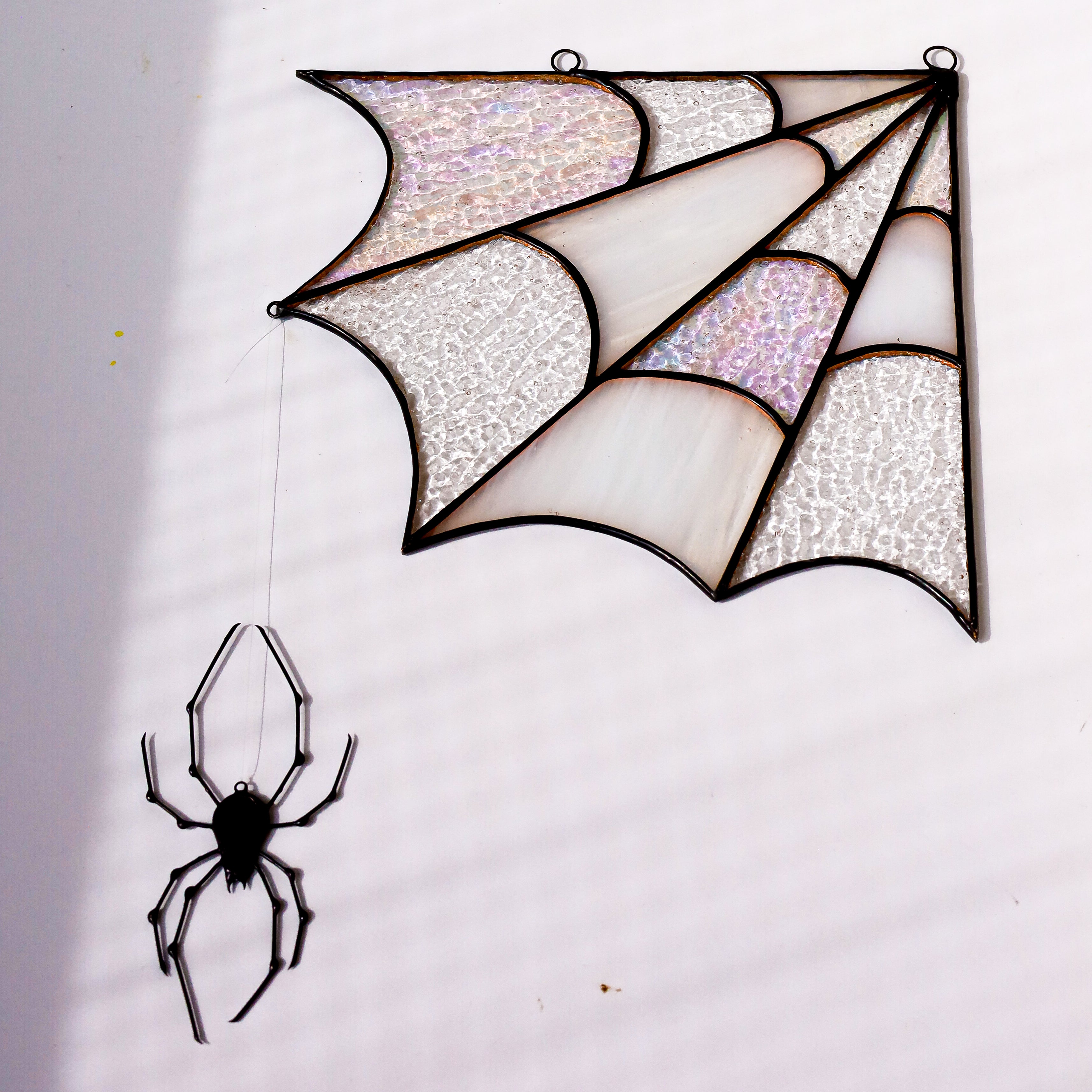 Stained Glass Spiderweb Window Corner Suncatcher