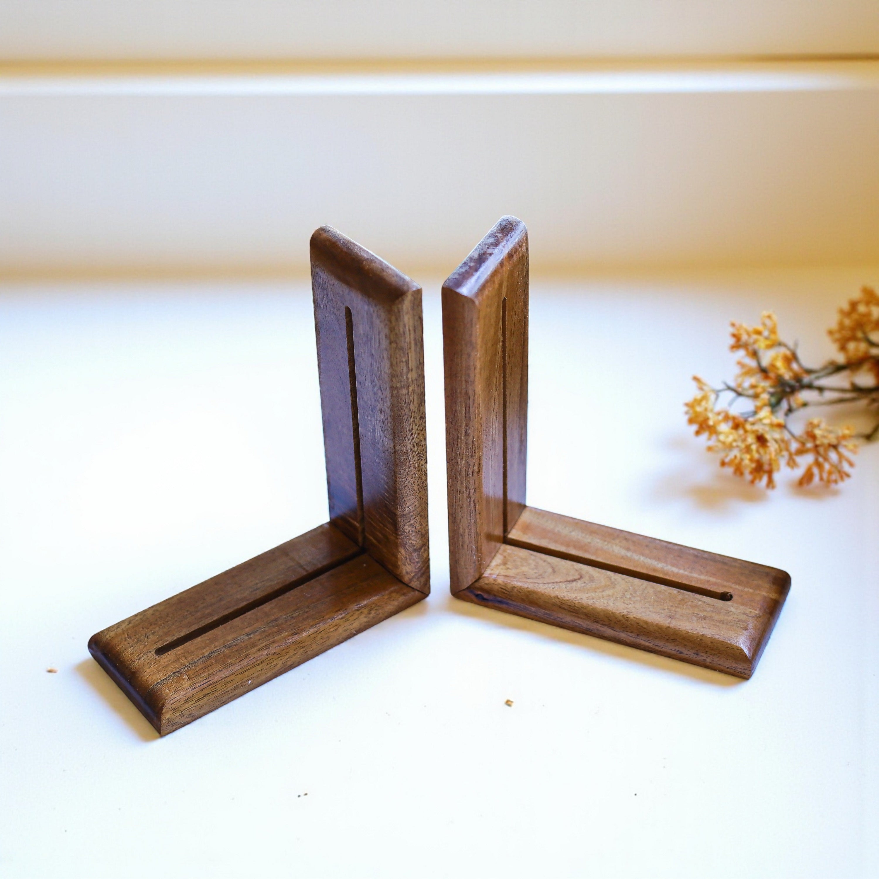 Slotted Solid Wood Bookend Bases for Stained Glass Art